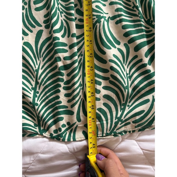 H&M Green Leaf Print Tiered Maxi Shirt Dress Women's Size S Boho Vacation Resort - Picture 10 of 11